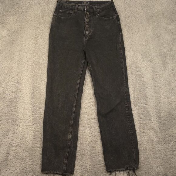 Abercrombie & Fitch Denim - Abercrombie Fitch Ultra High Rise Straight Women's 2 R / 26 Black Denim Raw Hem